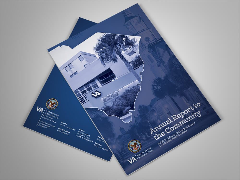 Mockup of the front and back cover of the annual report
