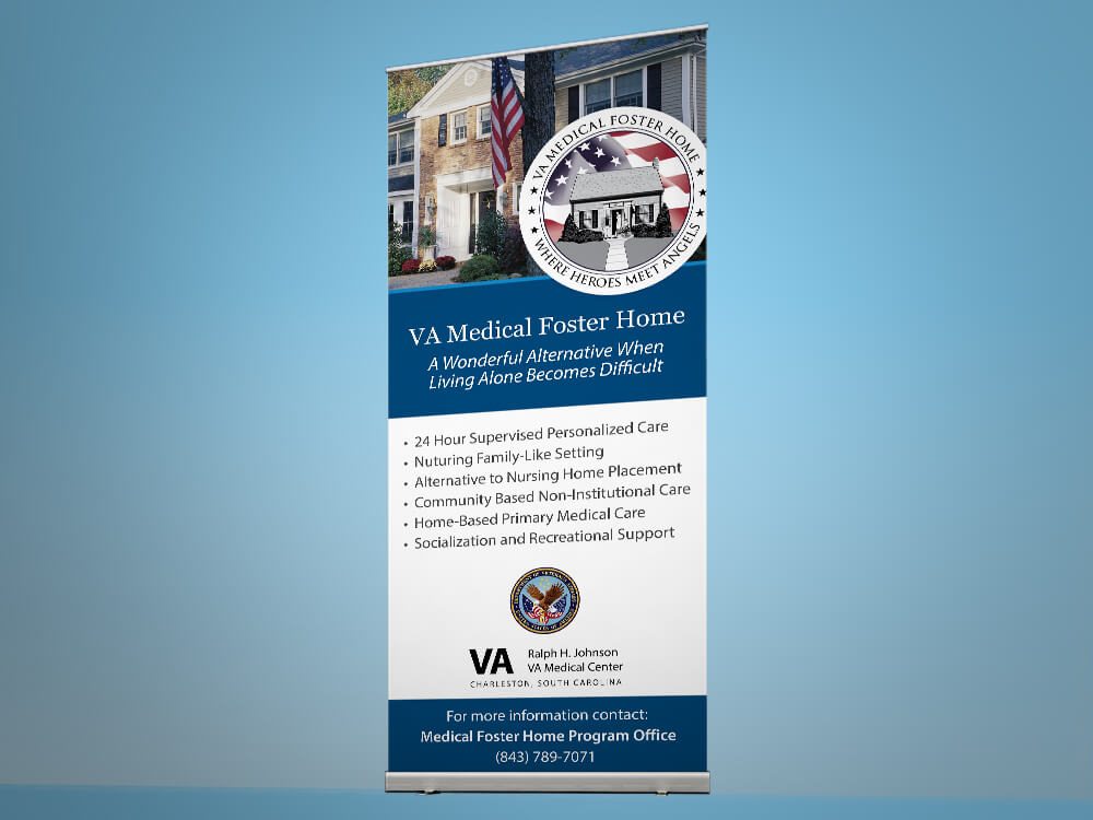Mockup of a retractable banner for the Medical Foster Home program.